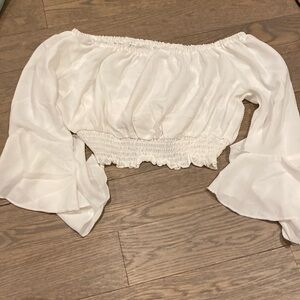 White long sleeve crop top for girls size 10